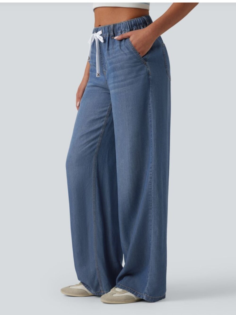 NWT HALARA Mid-Rise Drawstring Casual Jean with pockets